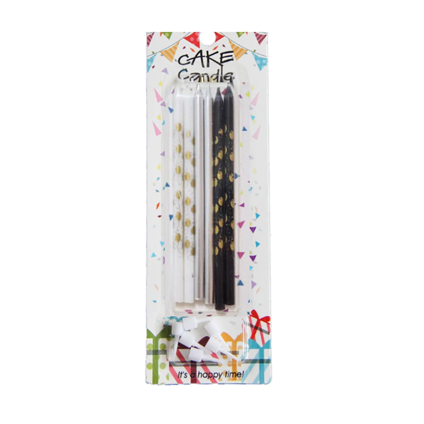 Metallic Gold, Black, White Candles