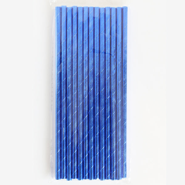Metallic Dark Blue Paper Straws