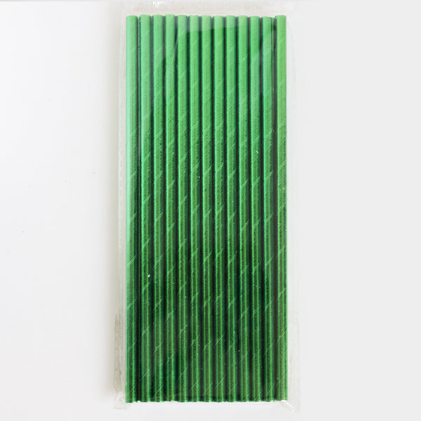 Metallic Green Paper Straws