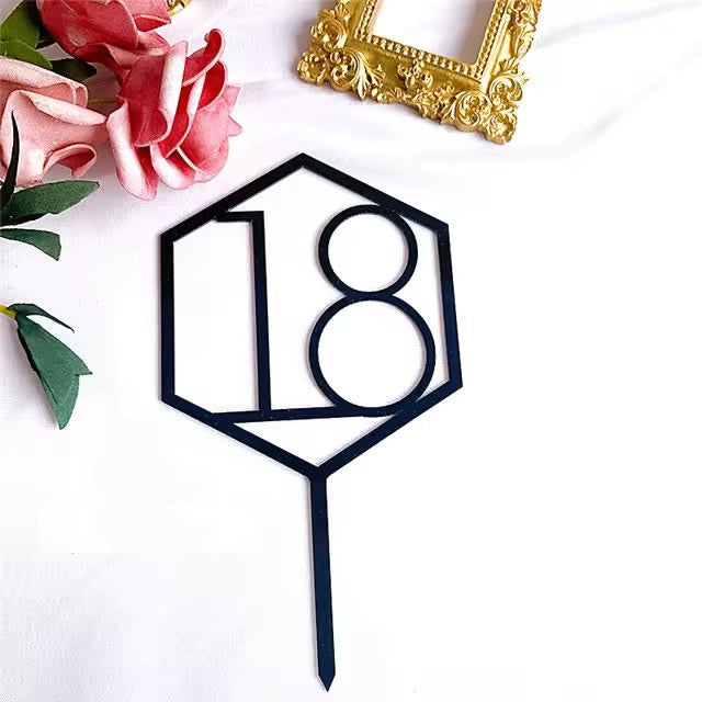 Black Acrylic 18 Cake Topper