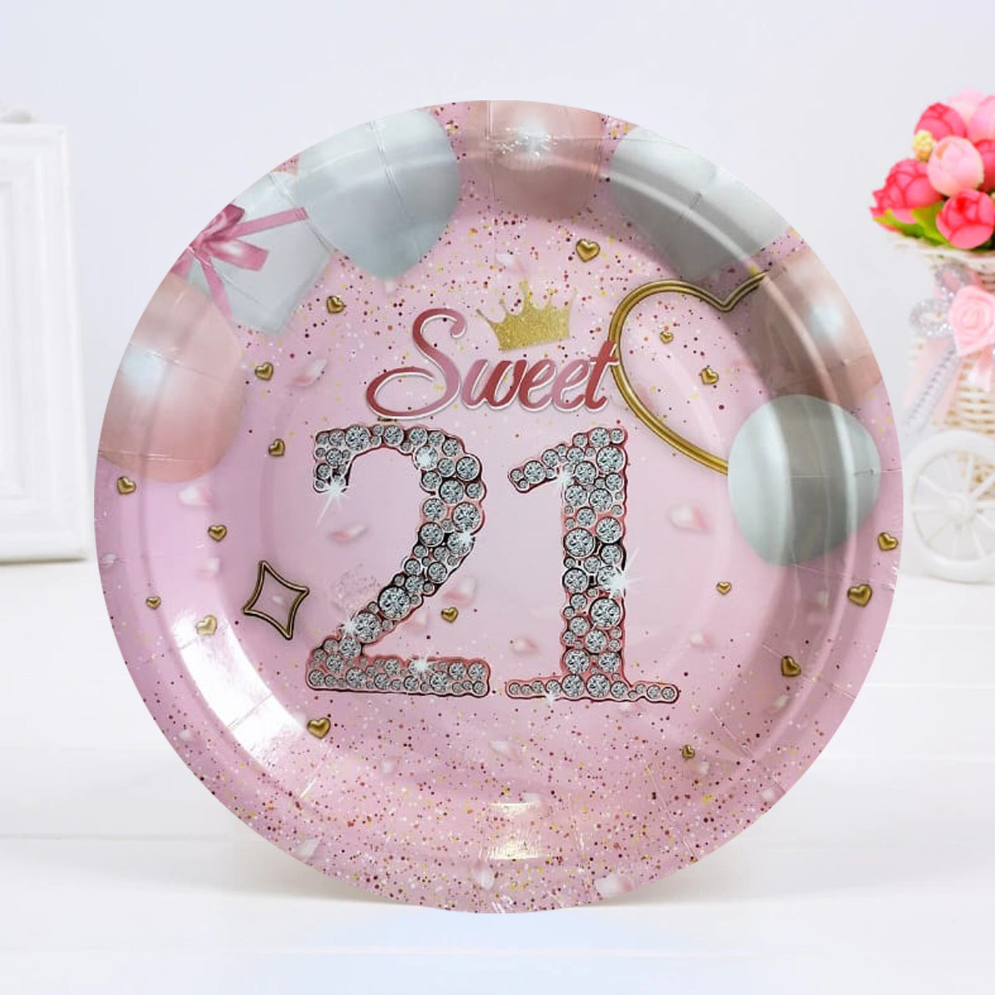 Sweet 21st Rose Gold Paper Plates