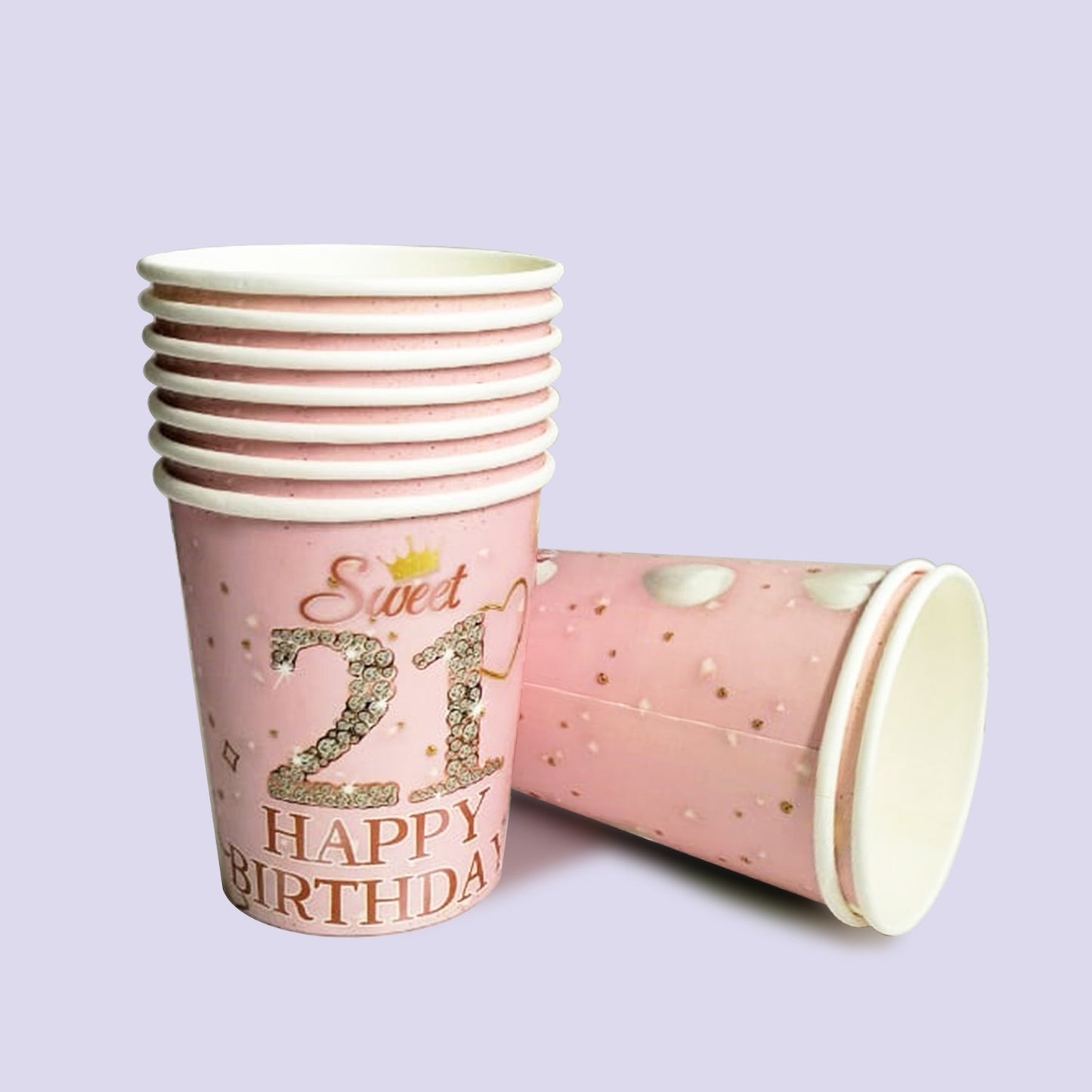 Sweet 21st Rose Gold Paper Cups