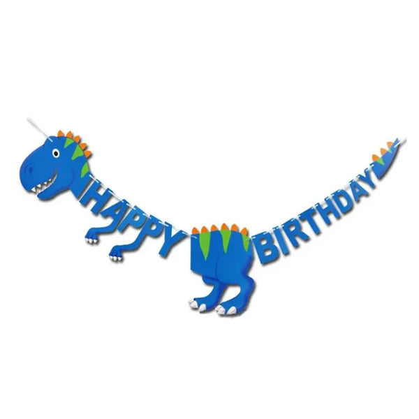 Blue Dinosaur Happy Birthday Letter Banner