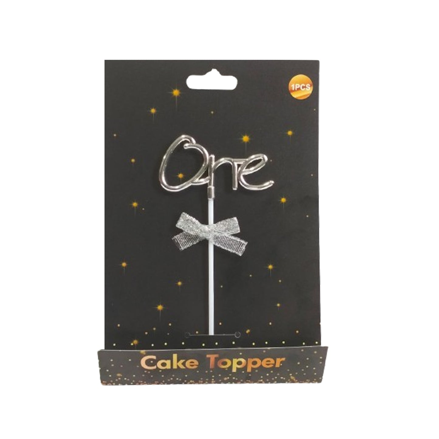 Silver Plastic One Cake Topper