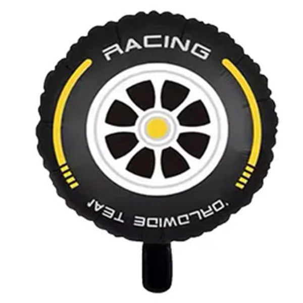Race Car Tyre Foil Balloon (Yellow)