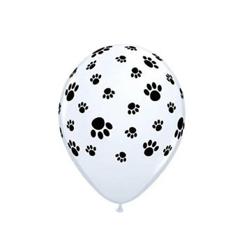 Paw Print White Latex Balloons
