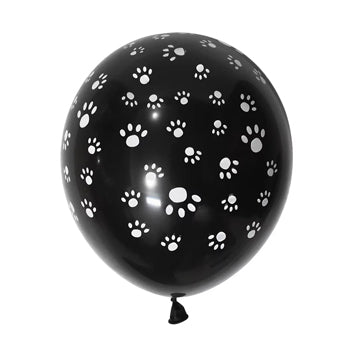 Paw Print Black Latex Balloons