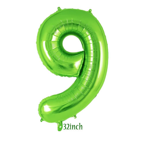 32 inch light green number 9 foil balloon
