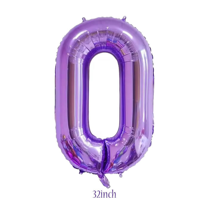 32 inch Purple Number 0 Foil Balloon
