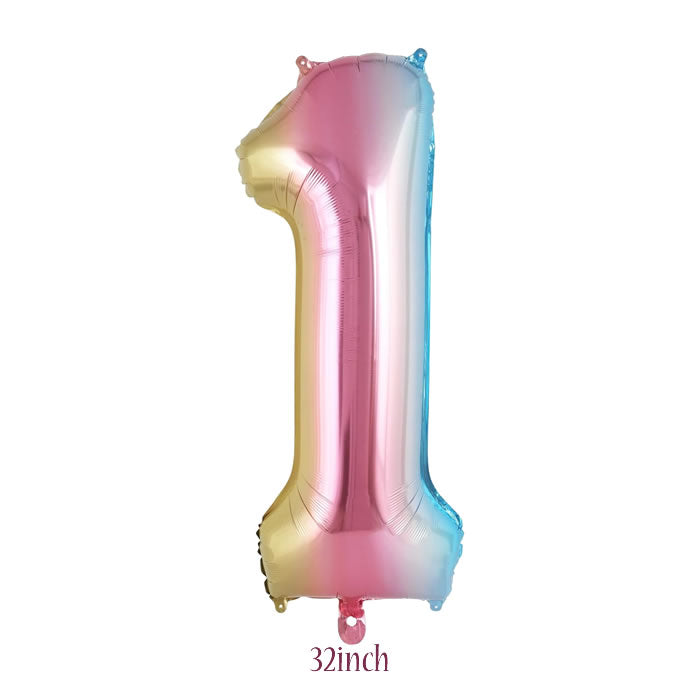 32 inch Rainbow Number 1 Foil Balloon