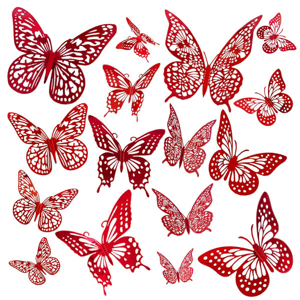 Red 3D Butterfly Decoration Pack
