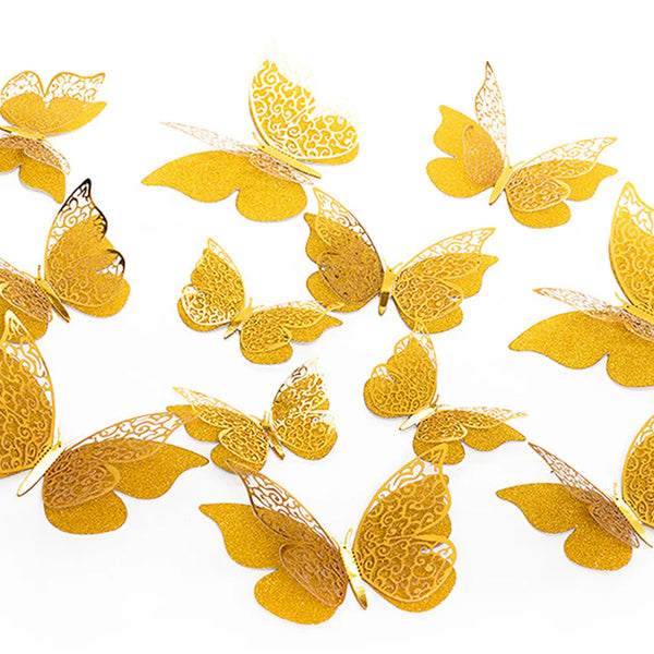 Gold 3D Butterfly Decoration Pack
