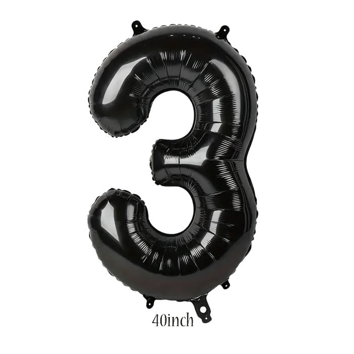 40 inch black number 3 foil balloon