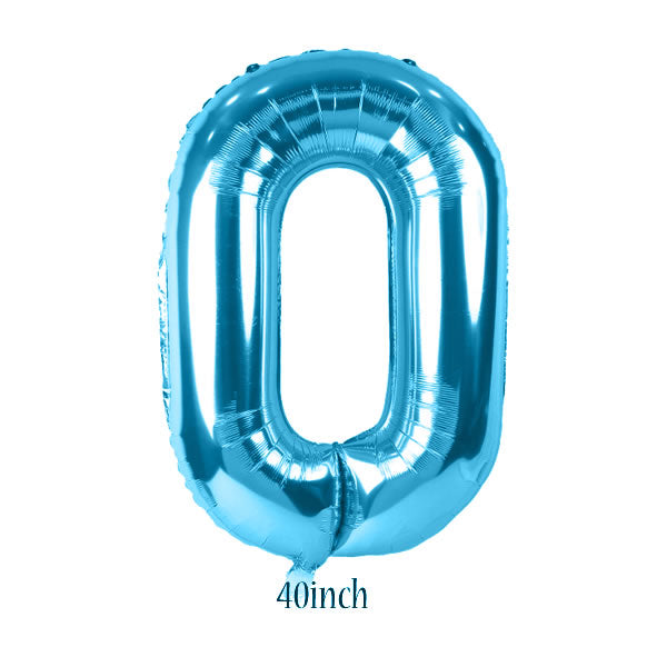 40 inch Light Blue Number 0 Foil Balloon