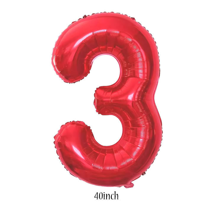 40 inch red number 3 foil balloon