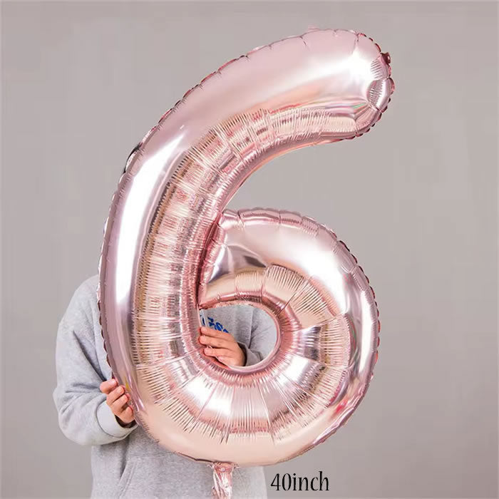 40 inch Rose Gold Number 6 Foil Balloon