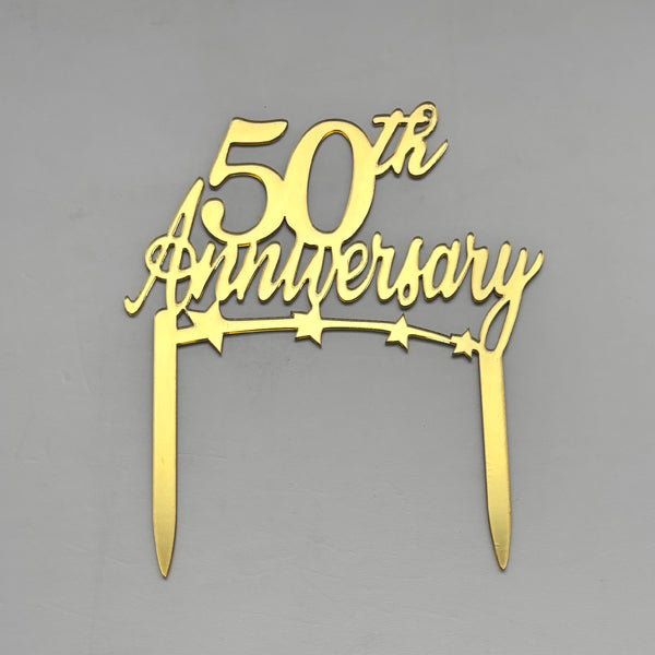 Gold Acrylic 50th Anniversary Cake Topper