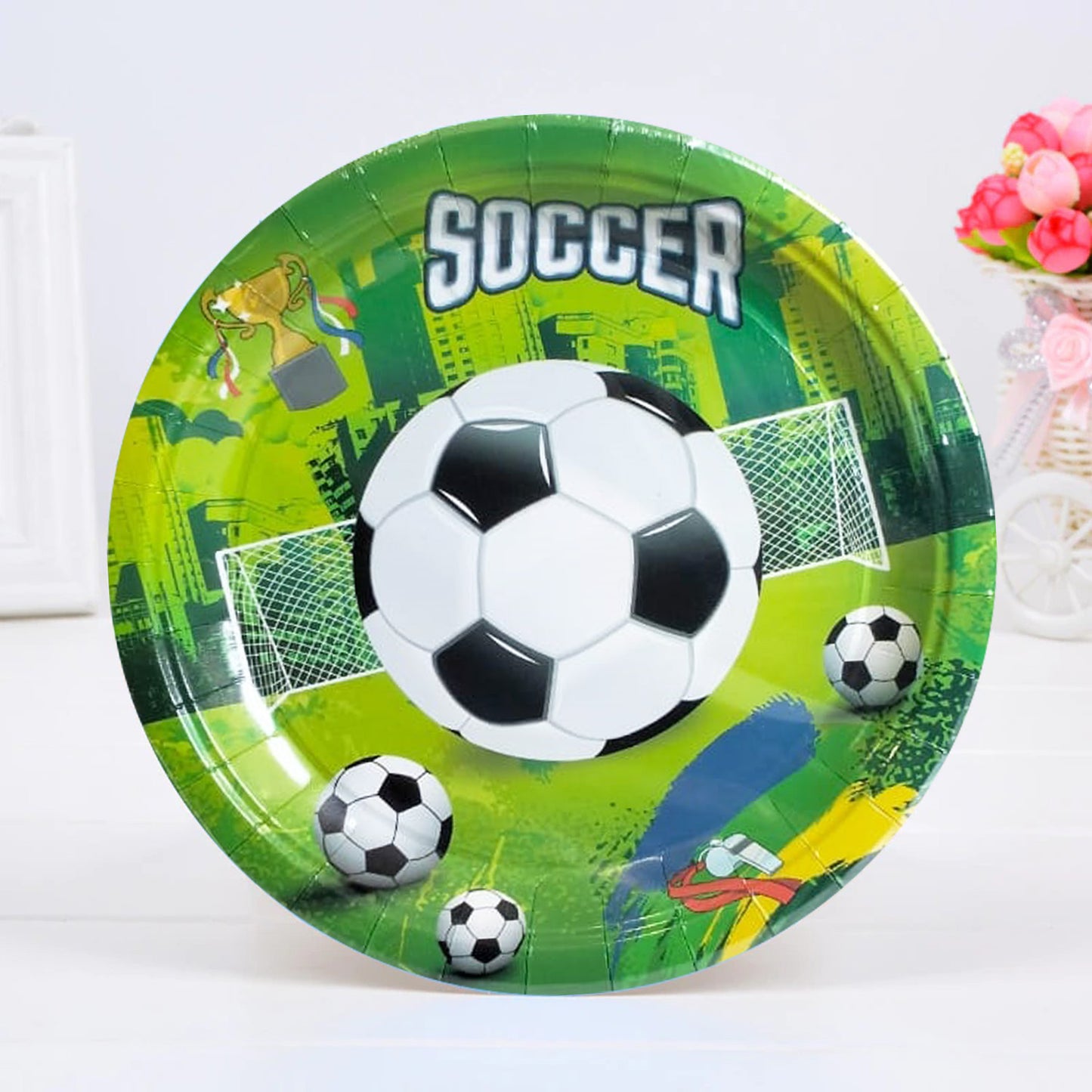 Football Paper Plates Green