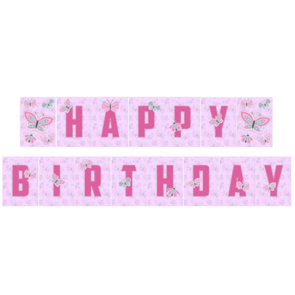 Butterfly Happy Birthday Letter Banner