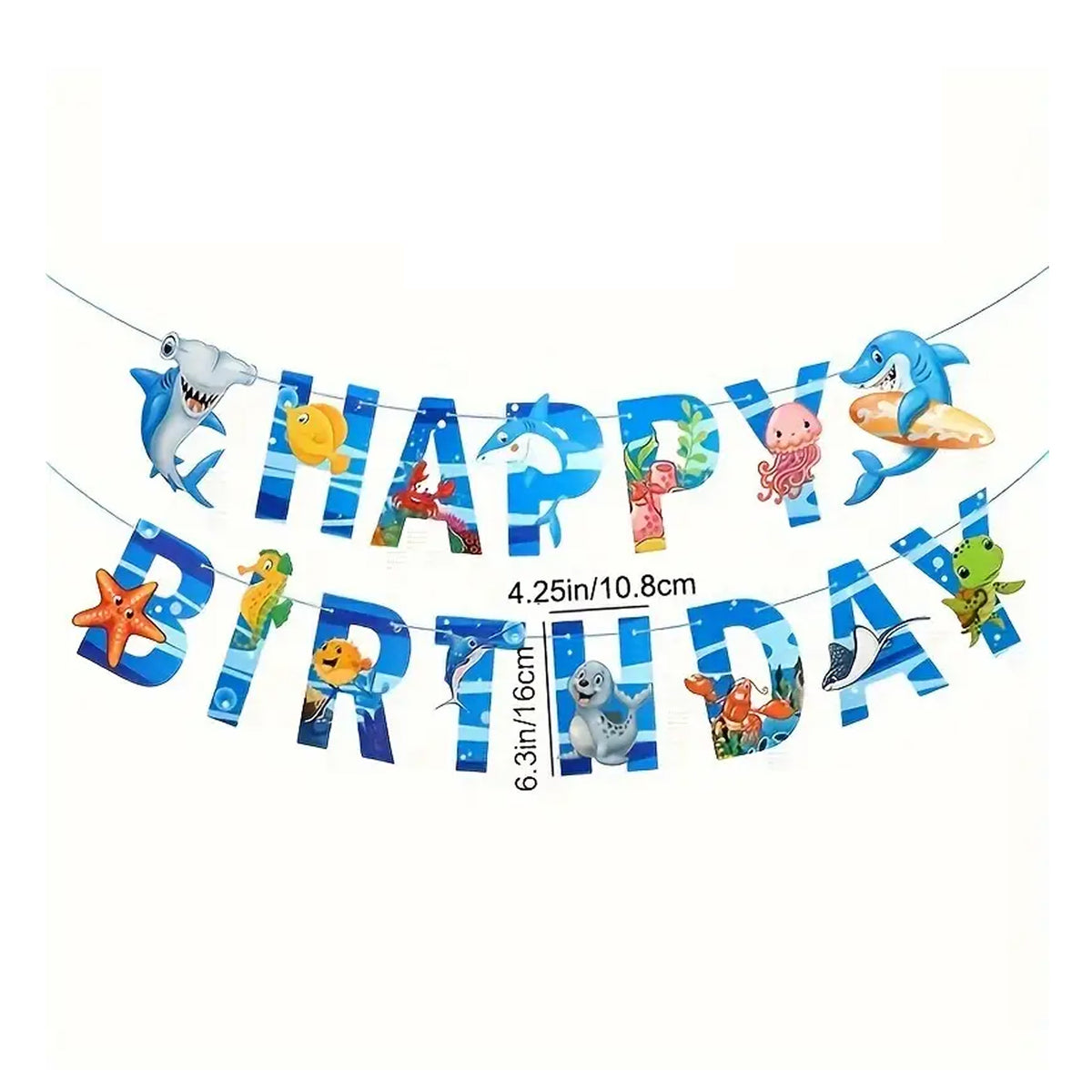 Shark Happy Birthday Letter Banner