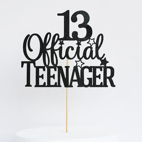 Black Glitter 13 Official Teenager Cake Topper