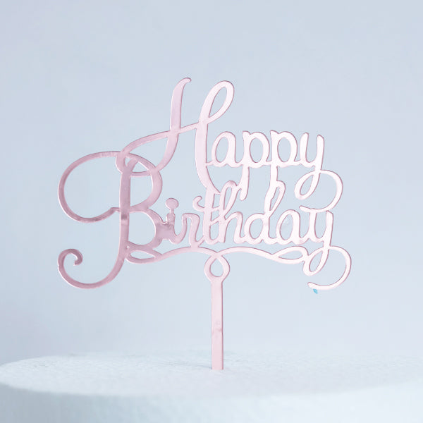Rose Gold Acrylic Happy Birthday Cake Topper