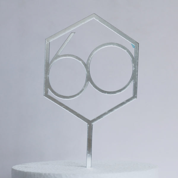 Silver Acrylic 60 Cake Topper