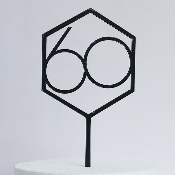 Black Acrylic 60 Cake Topper