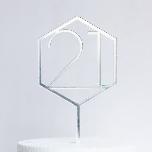Silver Acrylic 21 Cake Topper