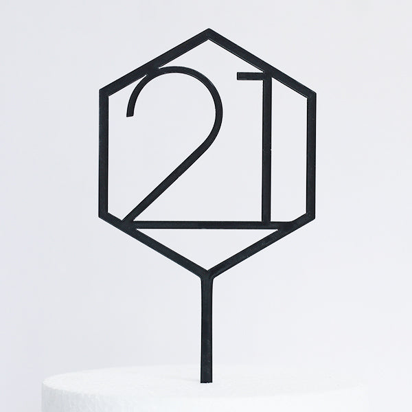 Black Acrylic 21 Cake Topper