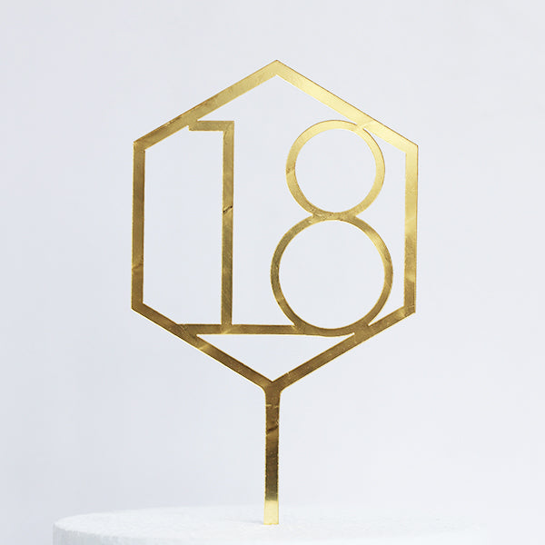 Gold Acrylic 18 Cake Topper