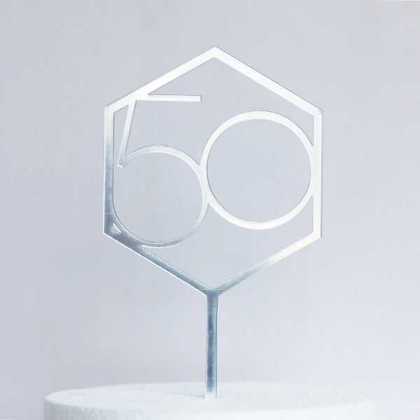 Silver Acrylic 50 Cake Topper