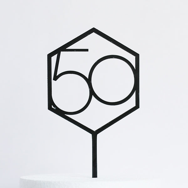 Black Acrylic 50 Cake Topper