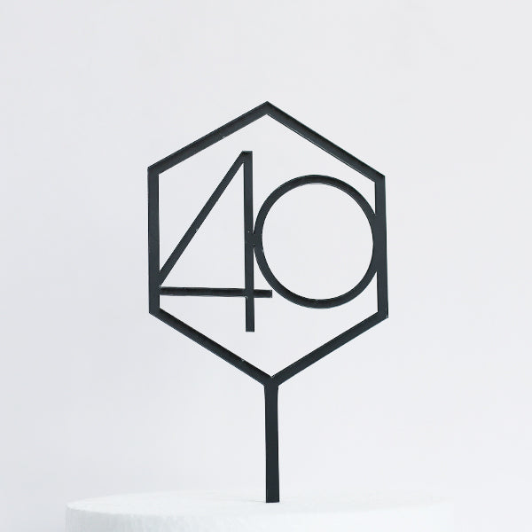 Black Acrylic 40 Cake Topper
