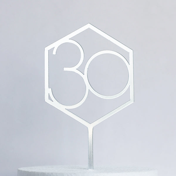 Silver Acrylic 30 Cake Topper