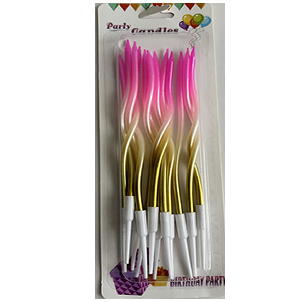 Pink and Gold Twisted Tri-Colour Curved Candles