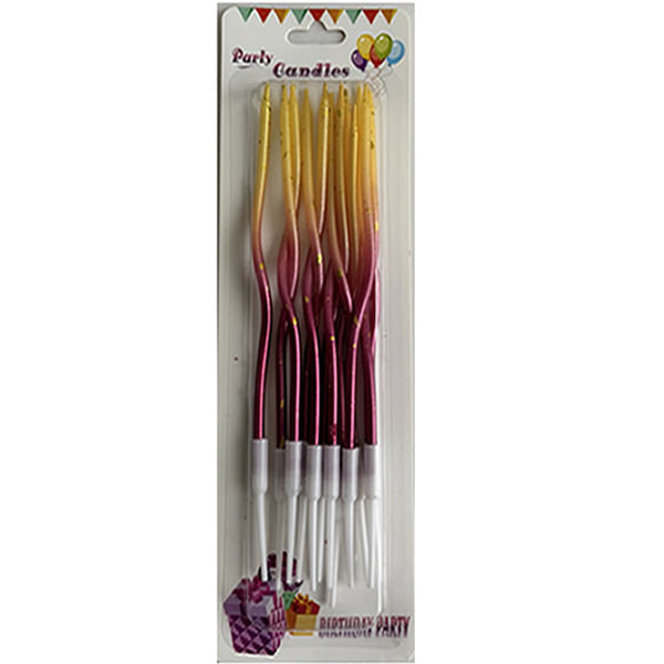Red and Yellow Twisted Tri-Colour Curved Candles