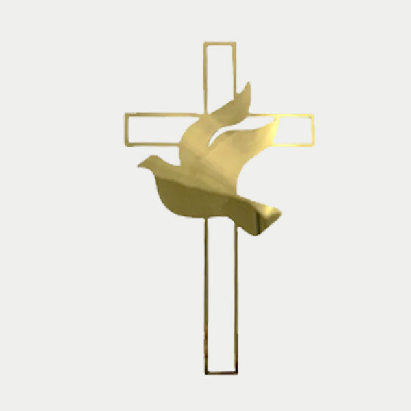 Gold Acrylic Peace Dove Cross Cake Topper