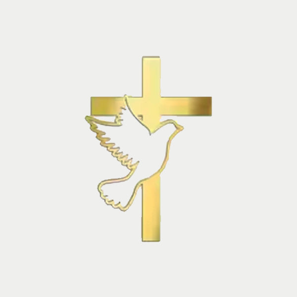 Gold Acrylic Peace Dove Cross Cake Topper