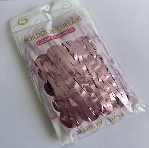 Matte Pink Foil Fringe Curtain