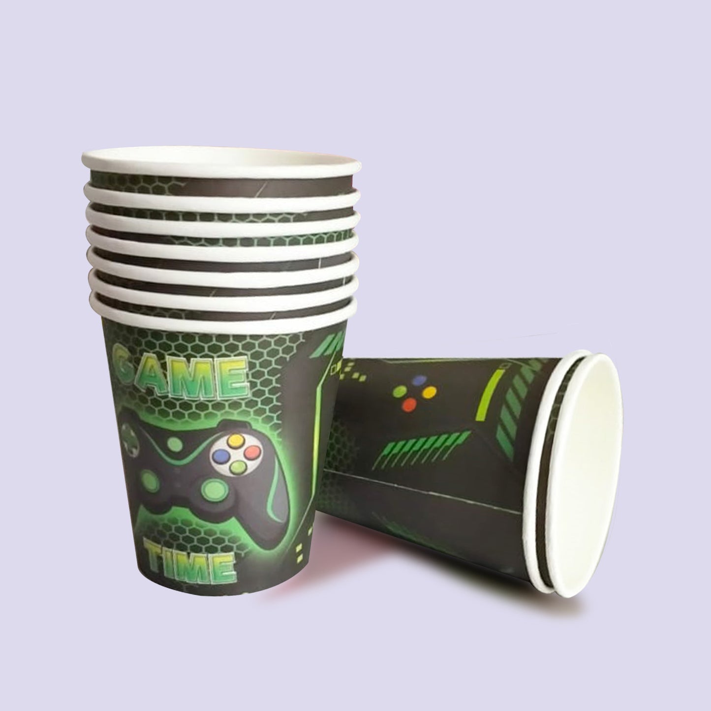 Game On Green Paper Cups