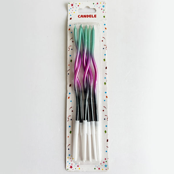 Green & Pink Twisted Tri-Colour Candles