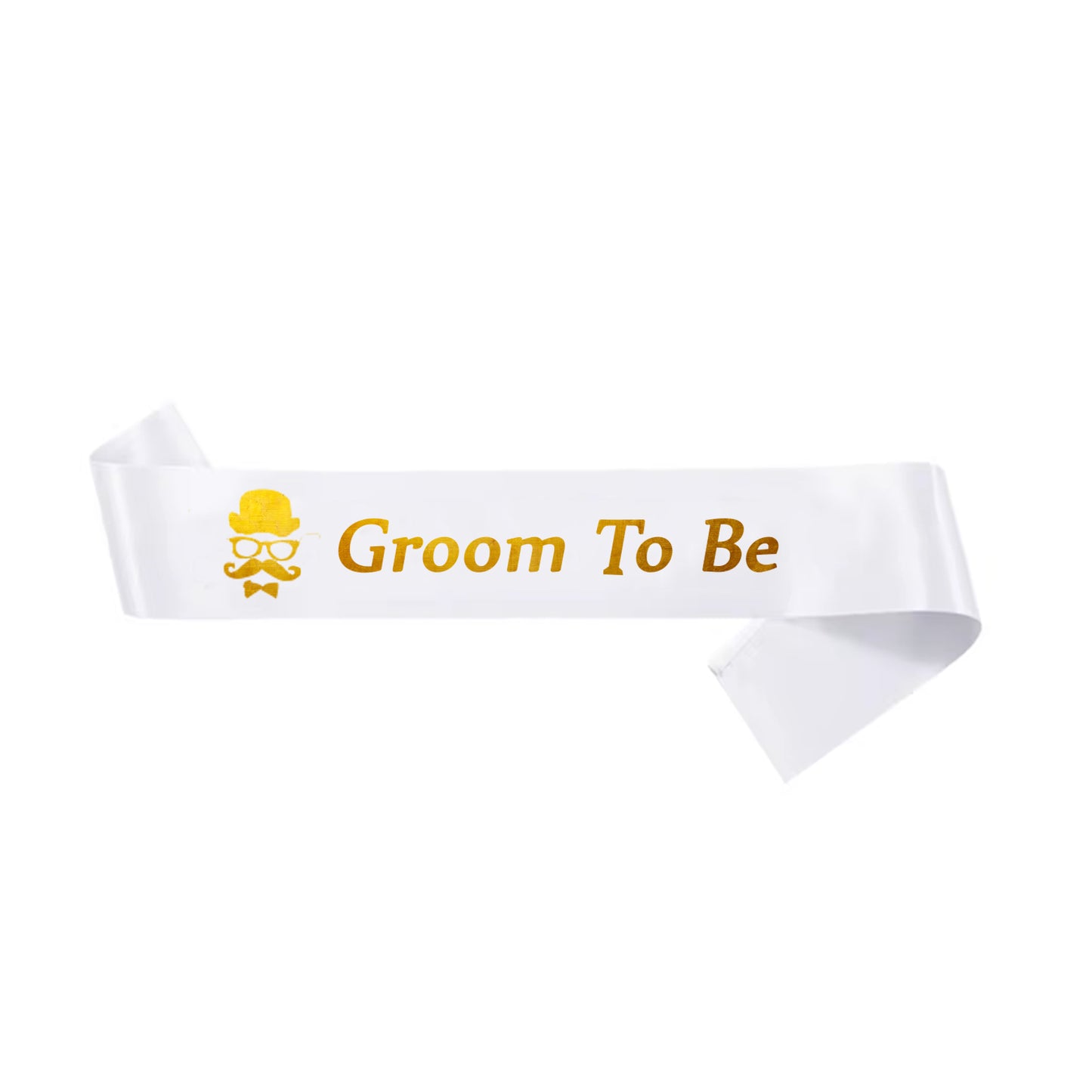 Groom To Be Sash White with Gold Text