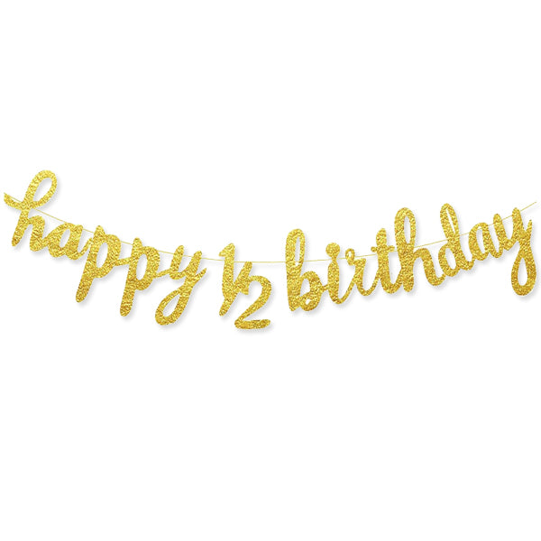 Gold Glitter Half Birthday Laser Cut Banner