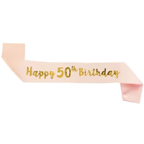 Happy 50th Birthday Peach Sash