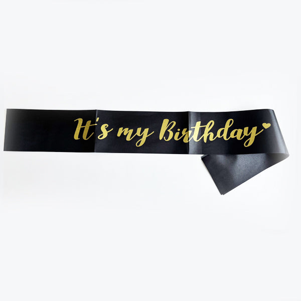 Black It's My Birthday Sash