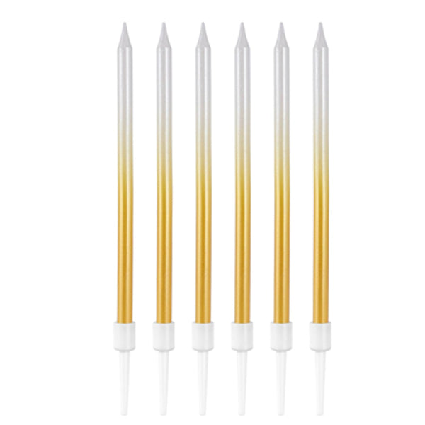 Gold & White Two-Tone Long Birthday Candles