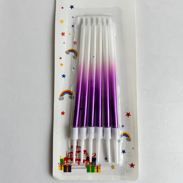 Purple & White Two-Tone Long Birthday Candles
