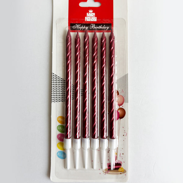 Metallic Red Long Spiral Red Candles