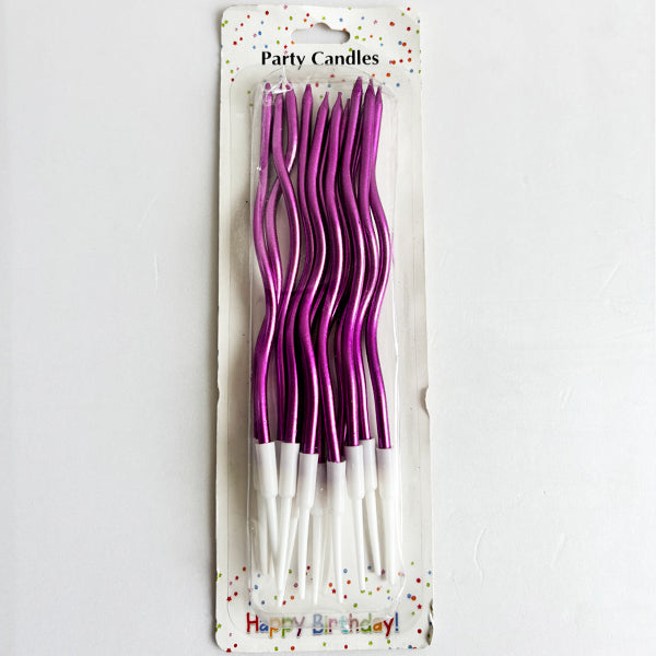 Metallic Pink Long Twisted Candles